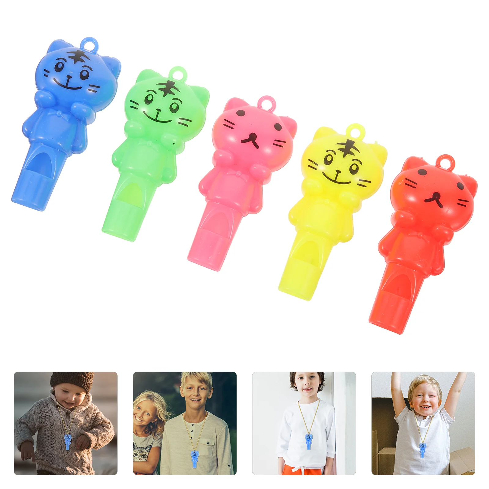 

10 Pcs Cat Whistle Lanyard Training Sports The Gift Kids Party Favors Plastic Whistles Bulk Gifts Referee