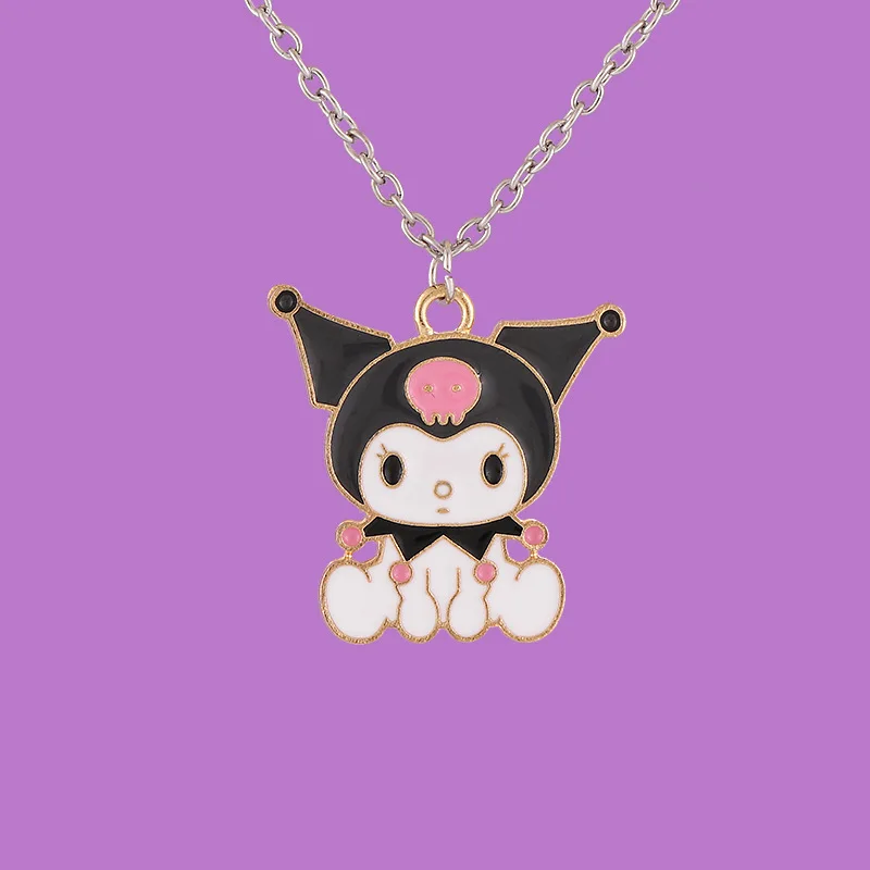 

Sanrio Kuromi Cute Cartoon Doll Necklace Little Devil Alloy Neck Chain Kawaii Dress Up Pendant Sweet Lovely Girl Ornament Gifts