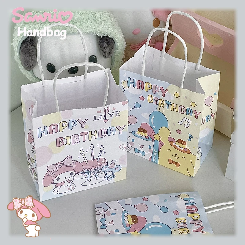 

Sanrio Kawaii My Melody Handheld Paper Bag Cartoon Anime Cute Cinnamoroll Pompompurin Large Capacity Holiday Gifts Packing Bags