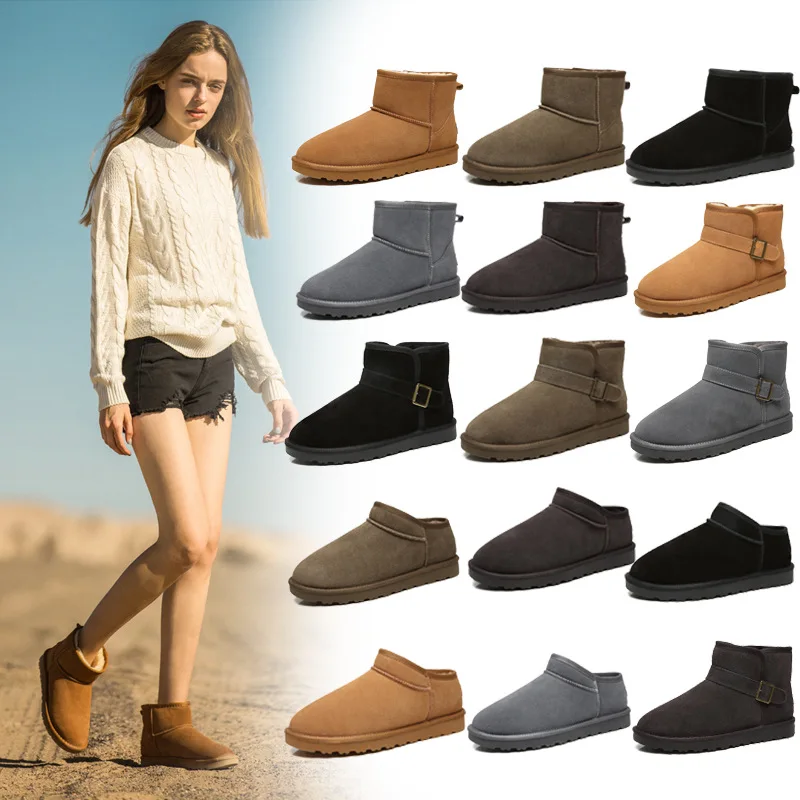 

Winter Women Snow Boots Fur Warm Slip-on Plush Cotton Shoes Soild Plush Women Ankle Boots Comfortable Ladies Boots Plus Size 45
