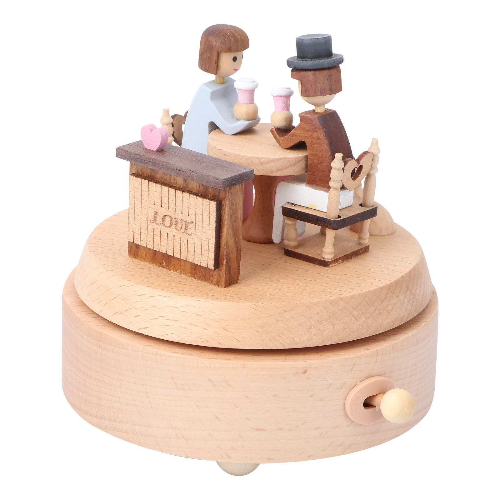 

Wooden Box Love Couple Clockworek Musical Box Love Story Wind Mechanism Desktop Ornament For Valentine Day Wedding Girlfriend