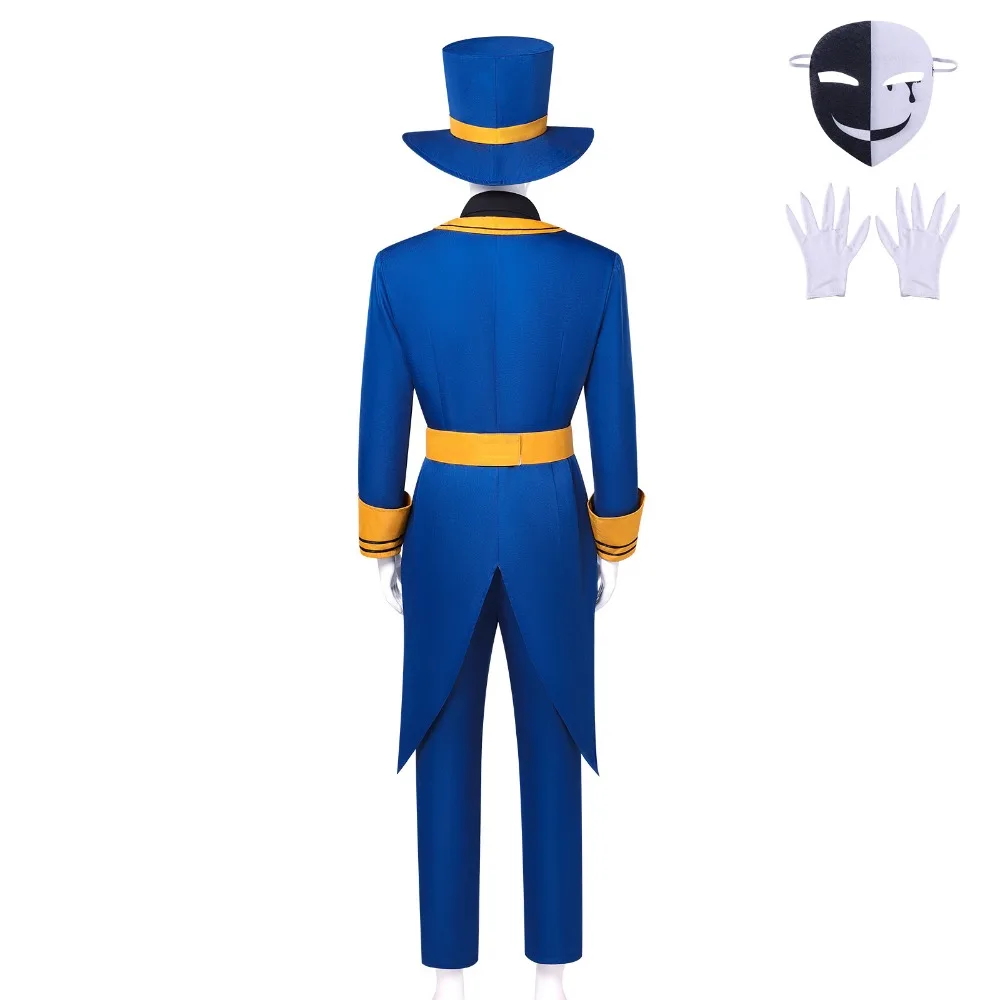 Фото Костюм для косплея Game The Freak Circus Ticket Taker: мужской цирковой наряд с перчатками, маской, цилиндром и париком для Хэллоуина и карнавальных вечеринок №4