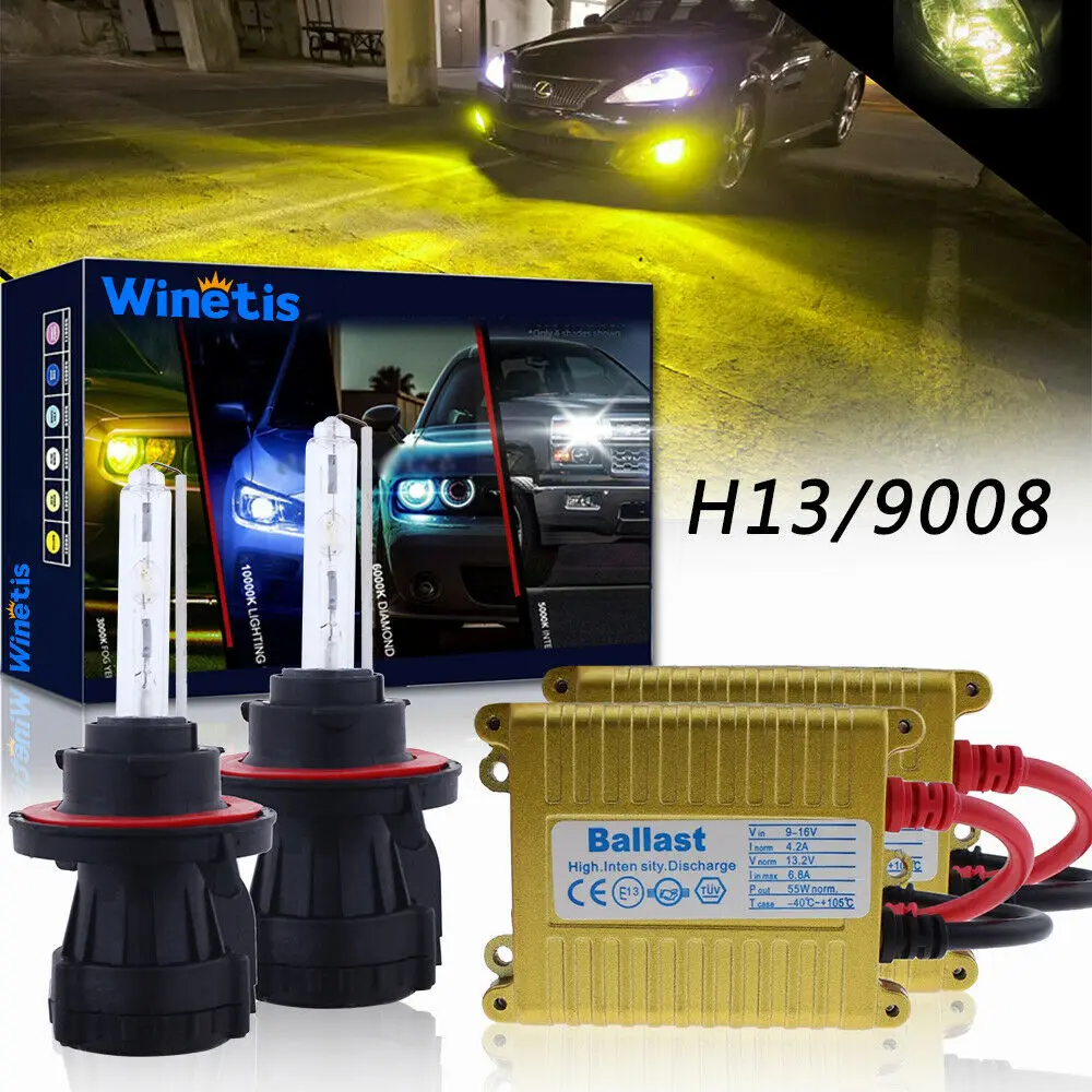 

55W Winetis H13 Bi-Xenon 9008 Hid Headlight For Ford F-150 2004-2014 2X Amber