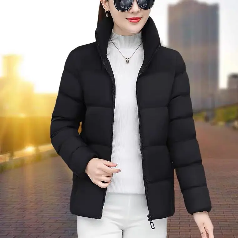 2023 New Winter Warm Short Parkas Women Fashion Coats Elegant Zipper Cotton Korean Style Ladies Casual Female Outwear C01