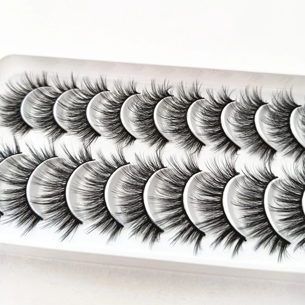 

10Pairs False Eyelash Natural 3D Fluffy Eyelashes Extension Soft Wispy Eyelashes Self-adhesive Fake Eyelashes JAN88