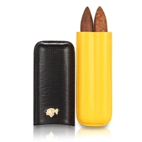 luxury leather cigar case travel cohiba humidor cigar holder 2 tubes cigar humidor box portable pocket mini box