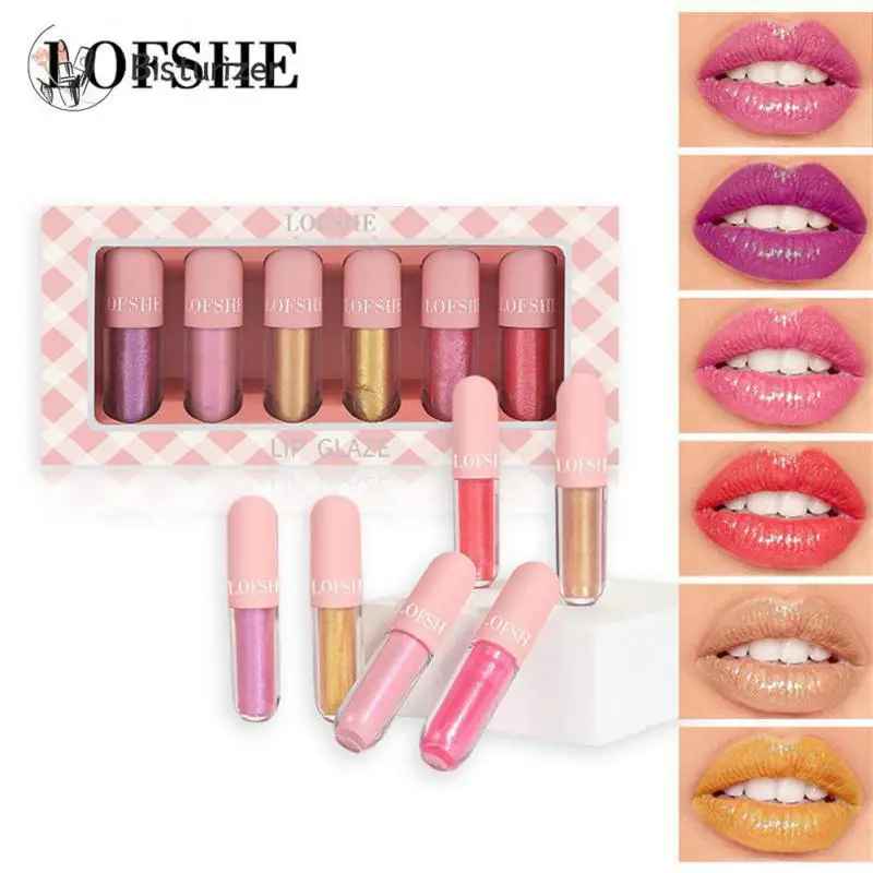 

6 Colors Polarized Lipstick Set Velvet Moisturizing Pearly Lip Gloss Waterproof Jelly Glitter Lipgloss Plumping Makeup Cosmetics