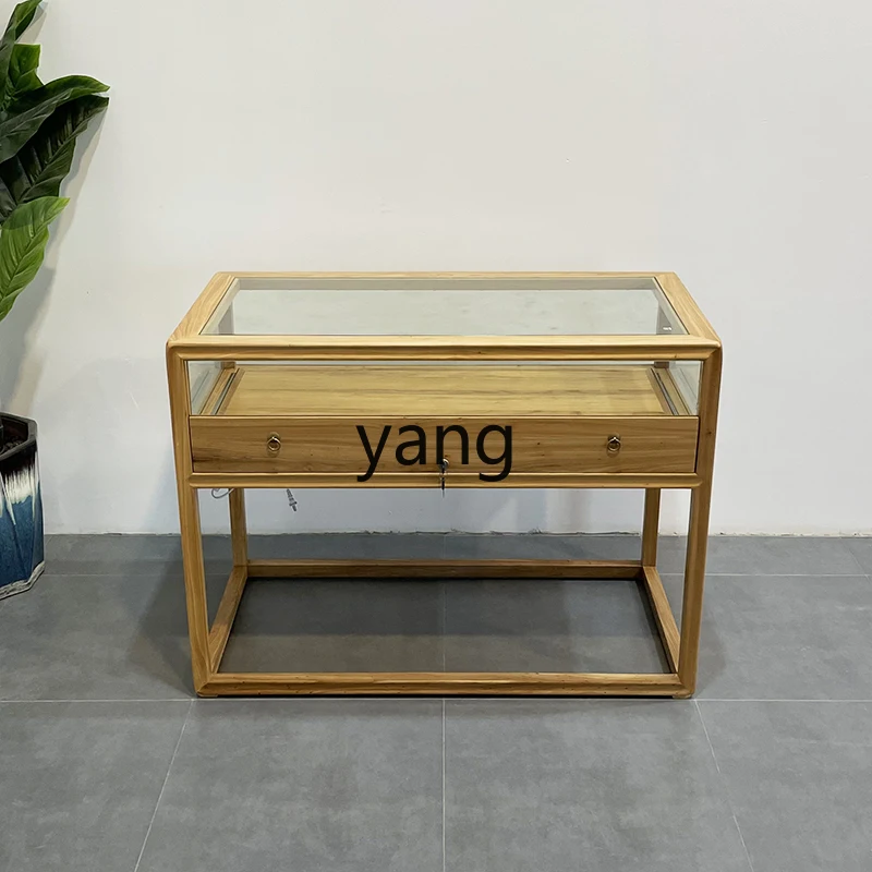 CX Новый китайский стеклянный шкаф Wenwan Jade Jewelry Простой шкаф-витрина из цельного