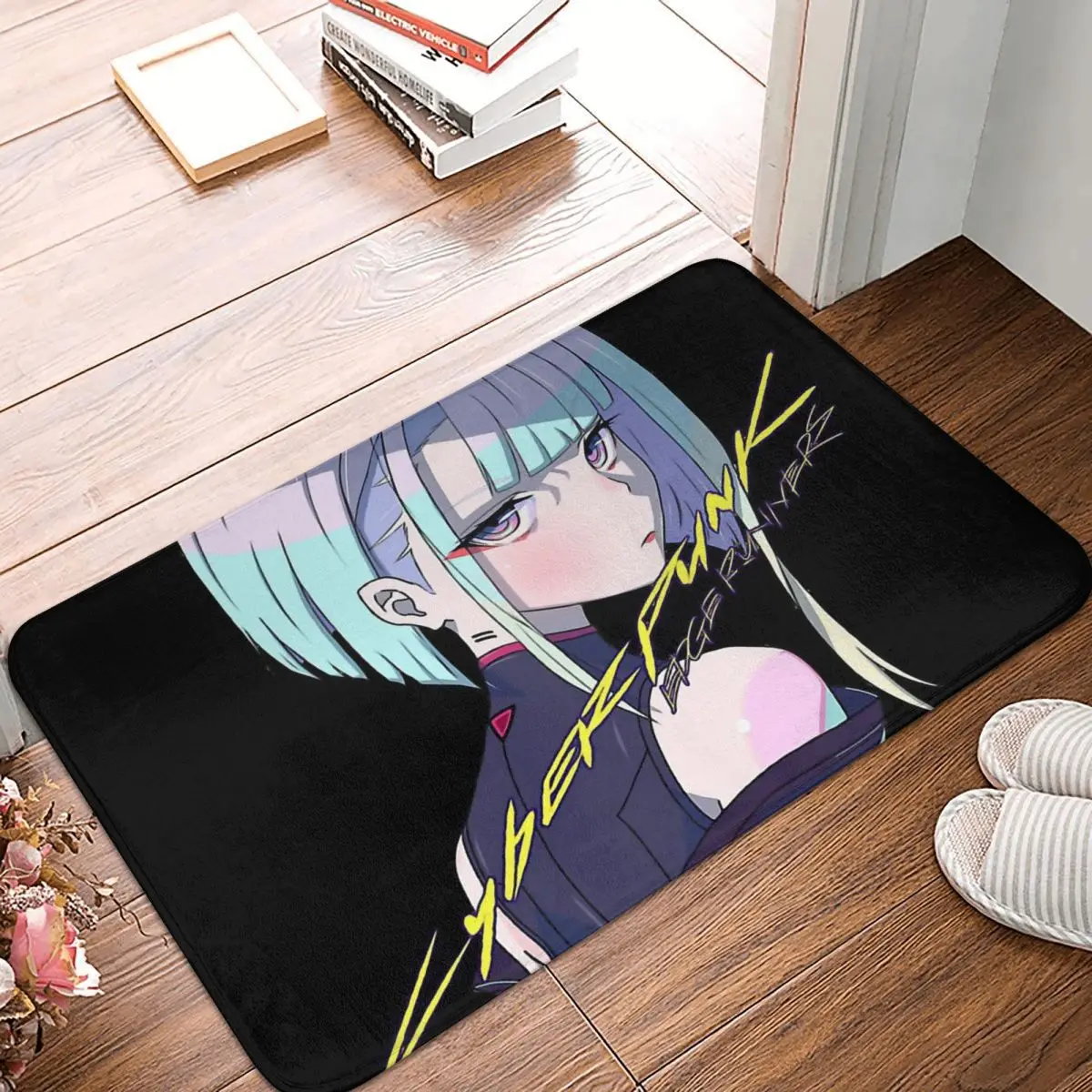 

Cool Cyberpunk Edgerunners David Martinez Rebecca Lucy Cartoon Anti-Slip Rug Doormat Kitchen Mat Hallway Carpet Home Decor