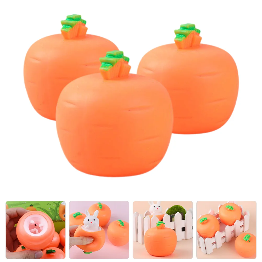 

3 Pcs Children Toys Bunny Carrot Squeeze Rabbit Bulk Kids Gifts Stress Reliever Squeezed Carrots