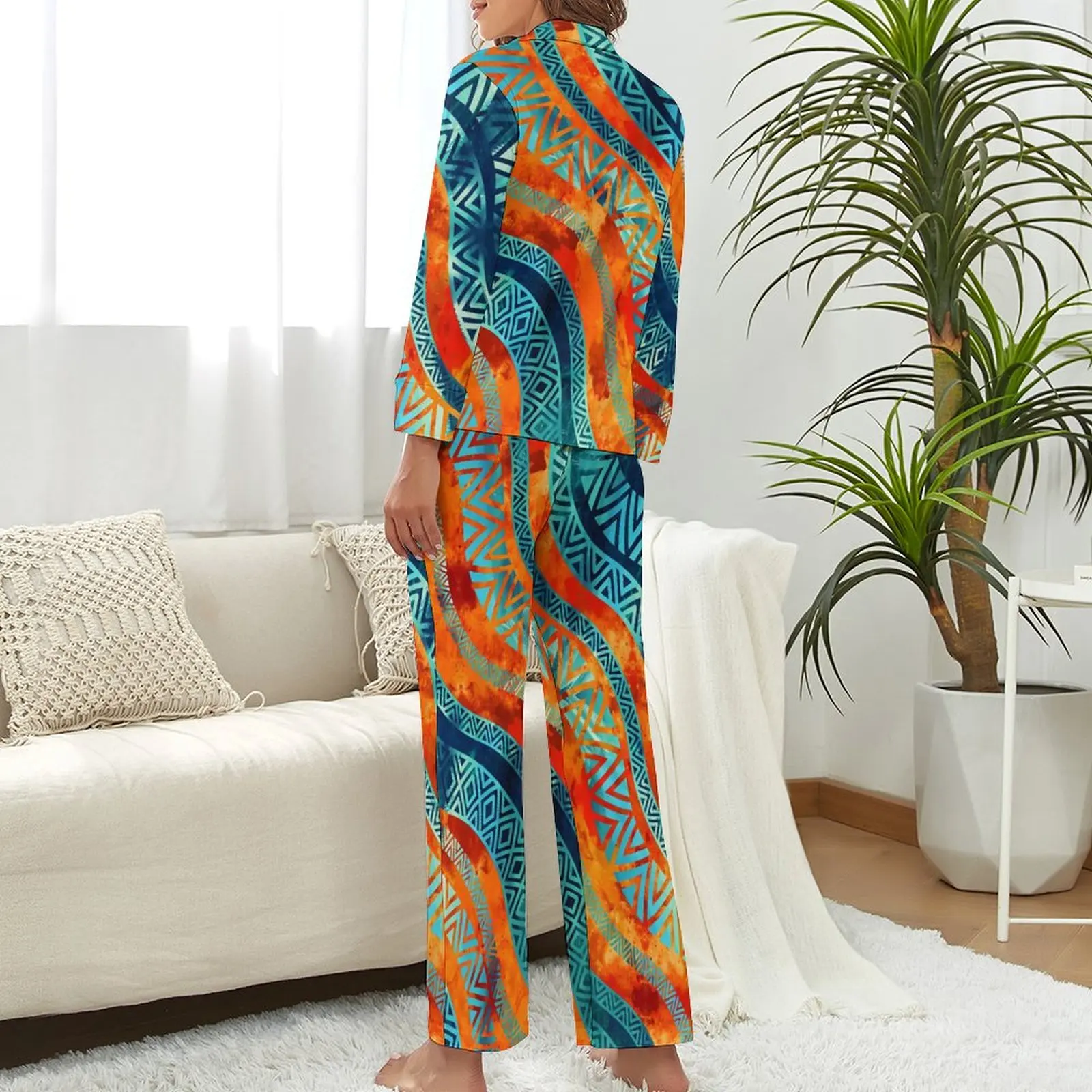 Волнистые этнические пижамы в этническом стиле женские бохо с винтажным принтом