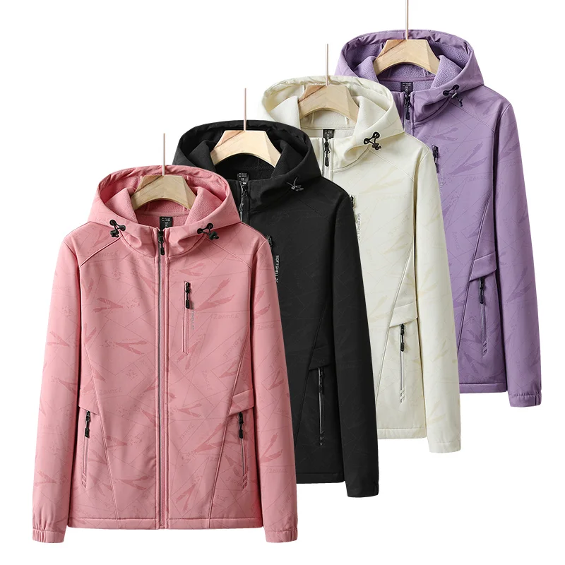 Woodpecker Outdoor Jacket Women Autumn and Winter Fleece-lined Thickened Windproof Waterproof Couple Plus size Winter ... |