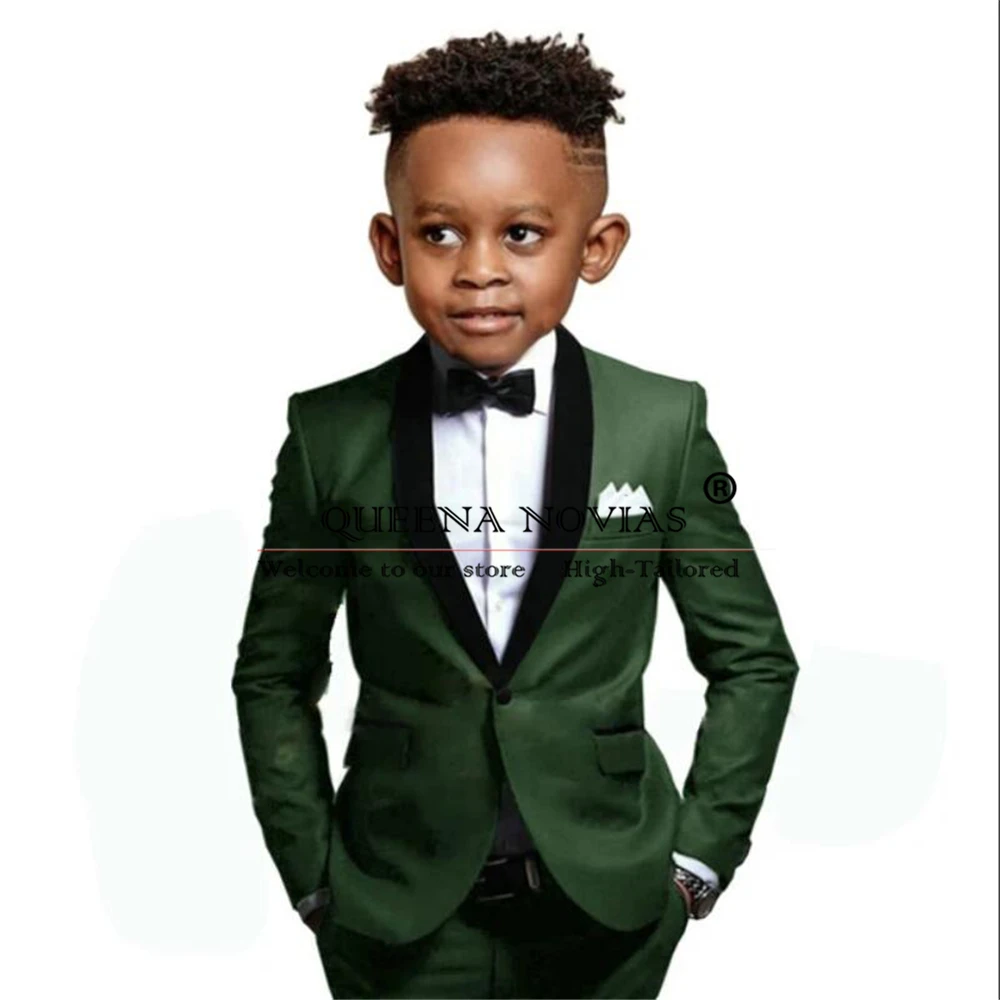 Костюмы для мальчиков Arm Green детей Свадебная вечеринка черный блейзер с лацканами