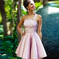 sexy illusion pink lace homecoming dresses see through back a line satin mini short graduation party dress for junior girl