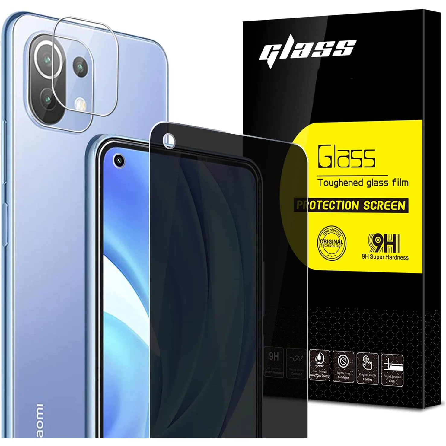 

Anti-Spy Privacy Screen Protector Full Coverage Tempered Glass+Camera Lens Protector For Xiaomi Mi 11 Lite 4G/Mi 11 Lite 5G