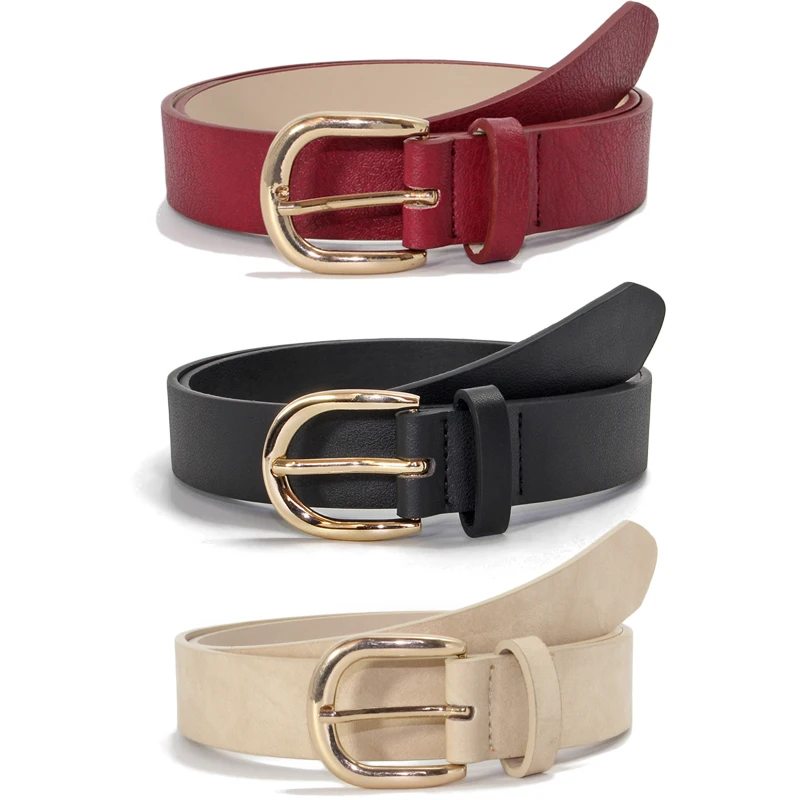 

Ремень GOOWAIL в простом стиле для женщин, повседневный ремень с пряжкой из золотого сплава, универсальный трендовый аксессуар для джинсов, зима 2022