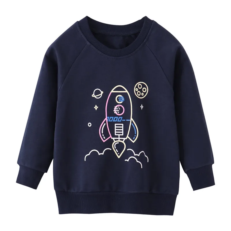 Saut mètres – sweat-shirt en coton pour enfants  imprimé fusée  pour garçons  vente chaude  automne