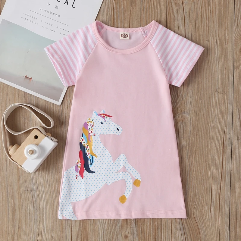 New Girls Dress Toddler Baby Clothes Dresses Summer Children Clothing Rainbow A-line Cotton Princess Kids Tops Outfits for 1-7 Y