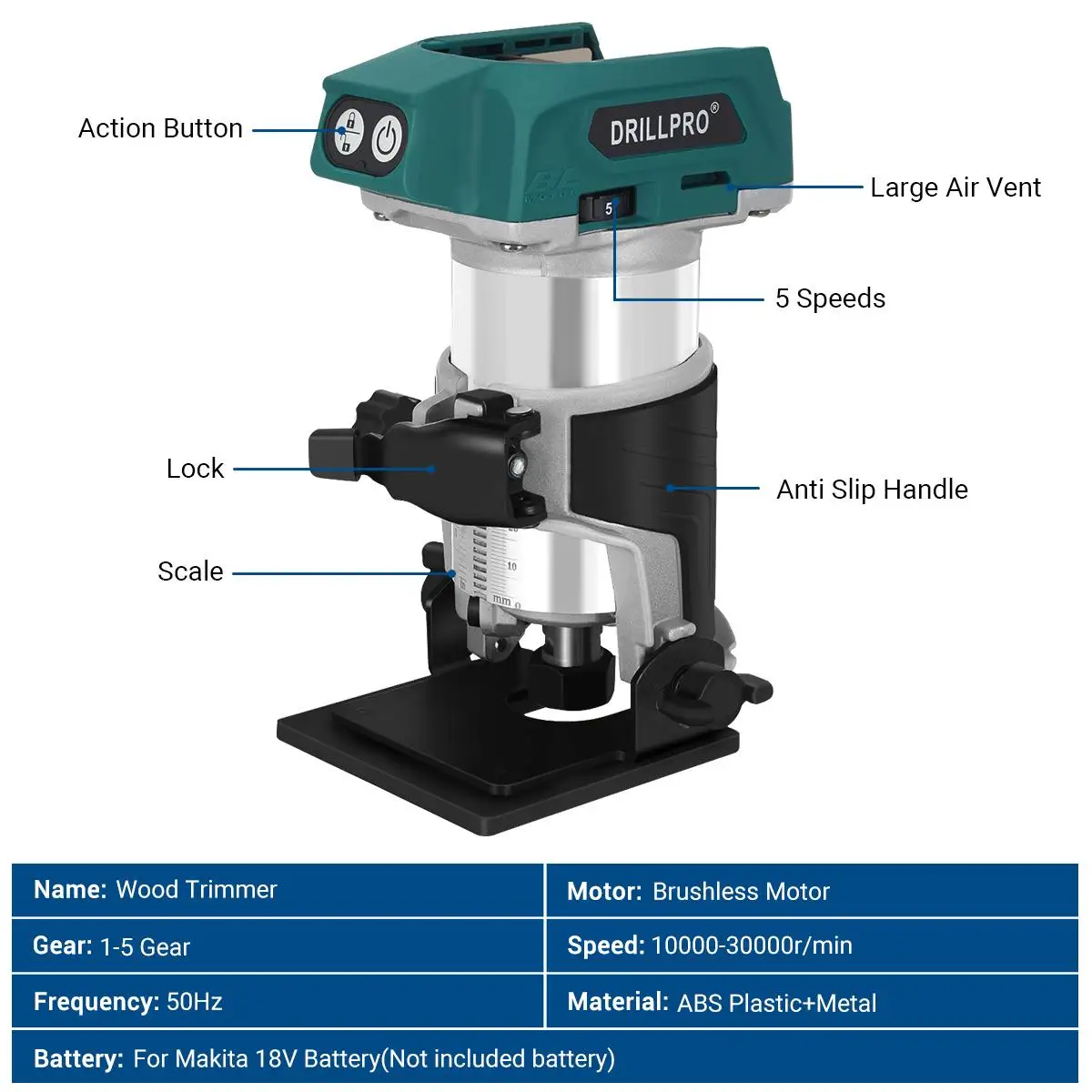 Drillpro 5 скоростей бесщеточный электрический ручной триммер беспроводной