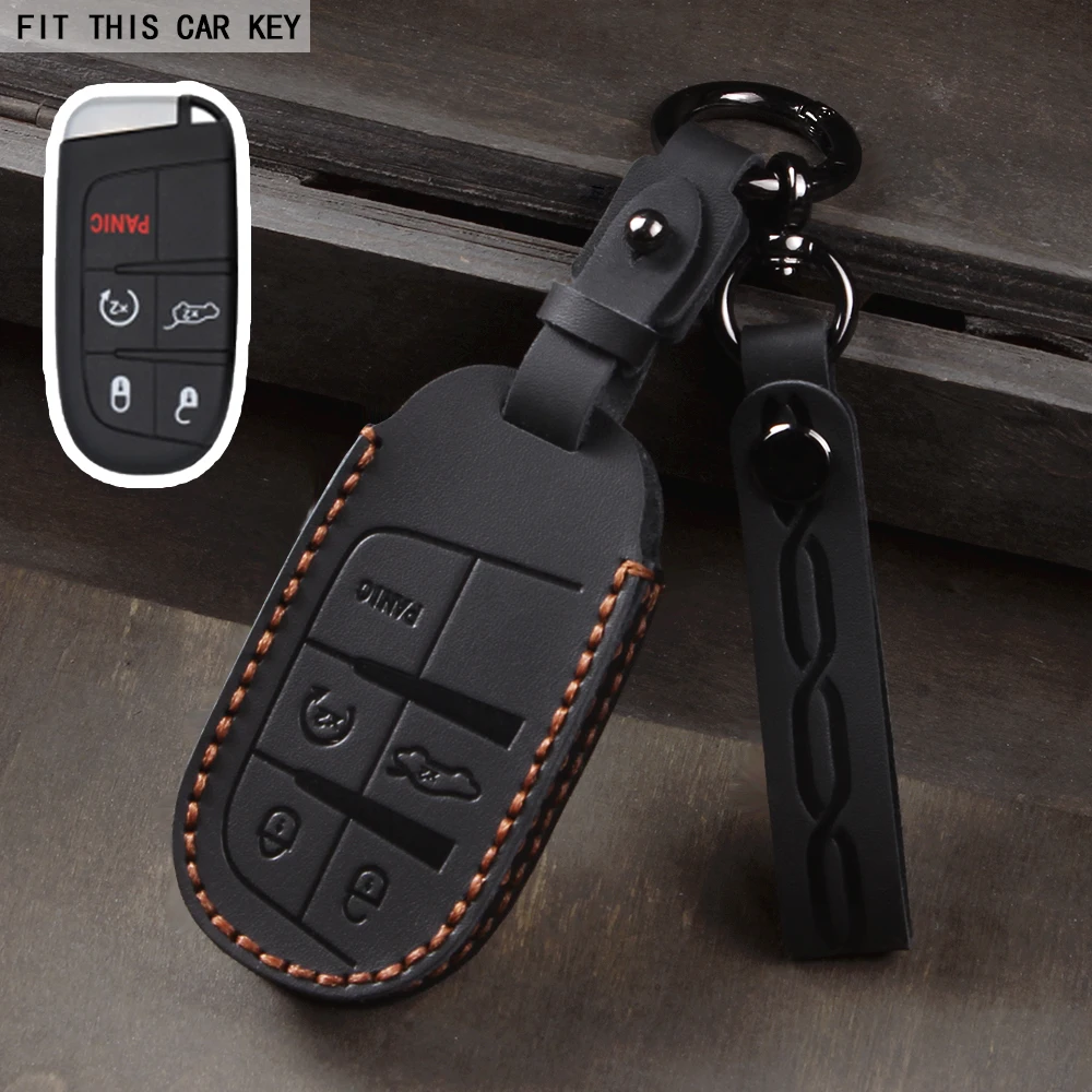 

Кожаный чехол для ключей от автомобиля для Jeep Renegade Compass Grand Cherokee для Chrysler 300C Wrangler Dodge
