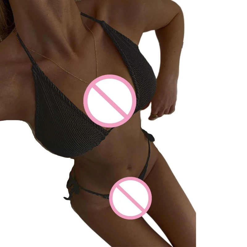 

Triangle-Bikini-Bra with Thong Swimsuit Sets Sexy-Bikini Set Women 2Piece-Bikini Drop shipping
