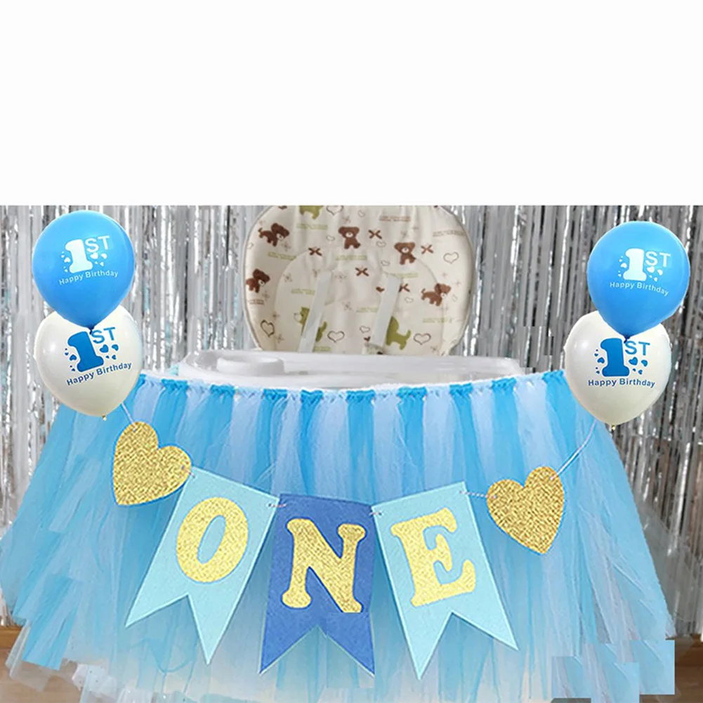 

Decorative Exquiste DIY Baby Birthday Gauze Tutu Skirt Cake Smash Party Photo Props Pennant Easy Apply For High Chair Banner Set