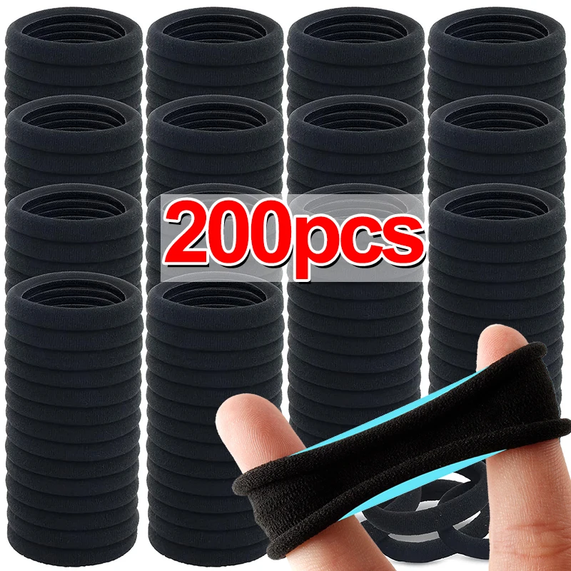 

50/200pcs Black Hair Bands for Women Girls Hairband High Elastic Rubber Band Hair Ties Ponytail Holder Scrunchies Accessories