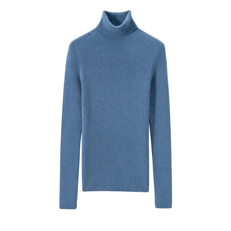 Женский свитер из 100% шерсти утягивающий внутренний топ-поло с высоким воротником