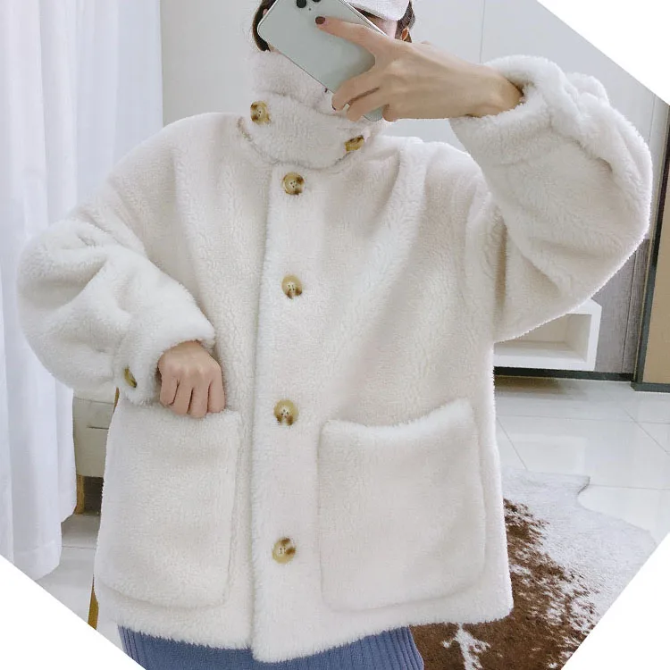 Women Genuine Lamb Fur Coats Kawaii Spring Winter Leisure Fashion Sweet Style Outwear Female Chic Real Lamb Fur Warm Jackets C51