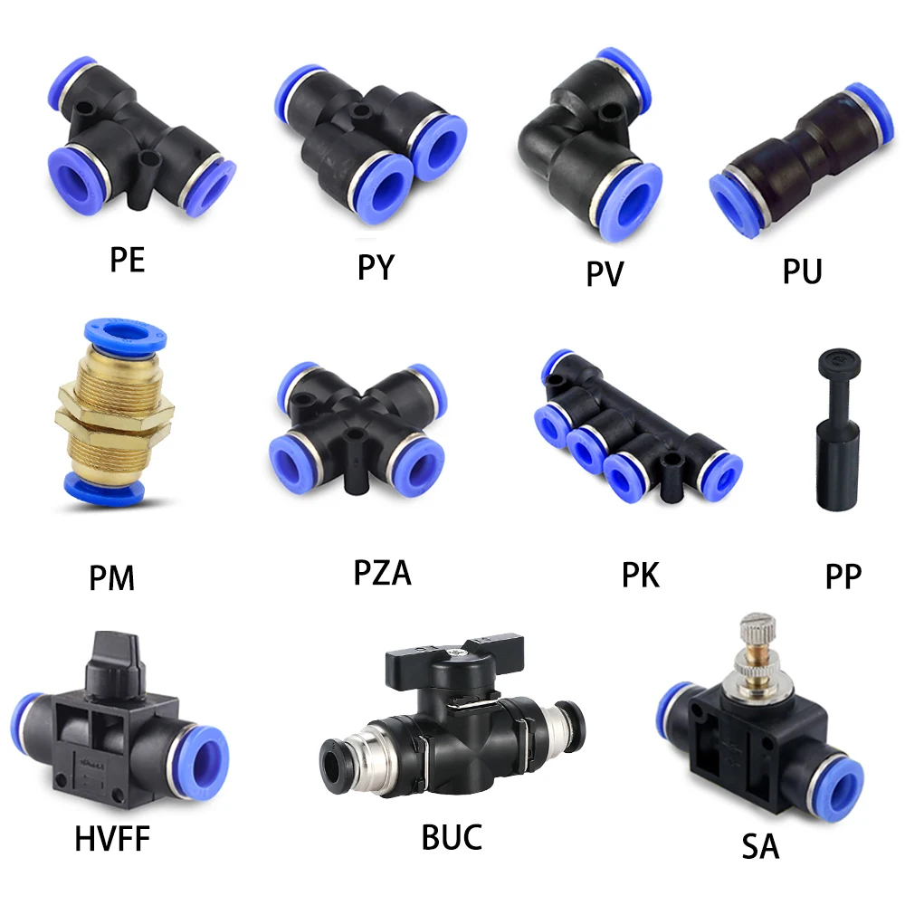 

PU PE PV PK PZA PY HVFF SA PM Pneumatic Fittings Pipe Connector Tube Air Hose Quick Release Fitting 4mm 6mm 8mm 10mm 12mm 16mm