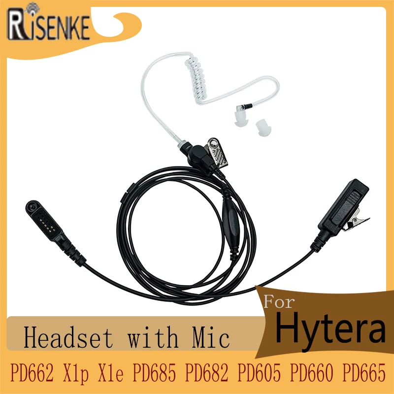 RISENKE Earpiece for Hytera PD602 602G PD662 662G X1p X1e PD685 PD680 PD682 682G PD600 PD605 PD660 PD665 Radio Headset with Mic