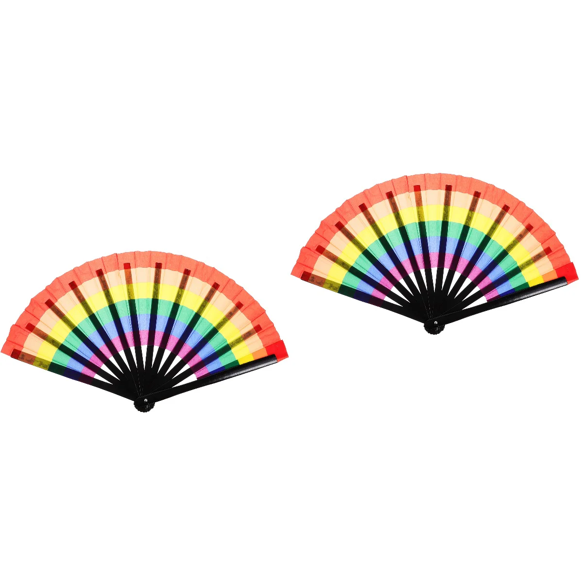 

2pcs Folding Hand Fan Dancing Fan Rainbow Color Hand Fan Colorful Fan for Decor