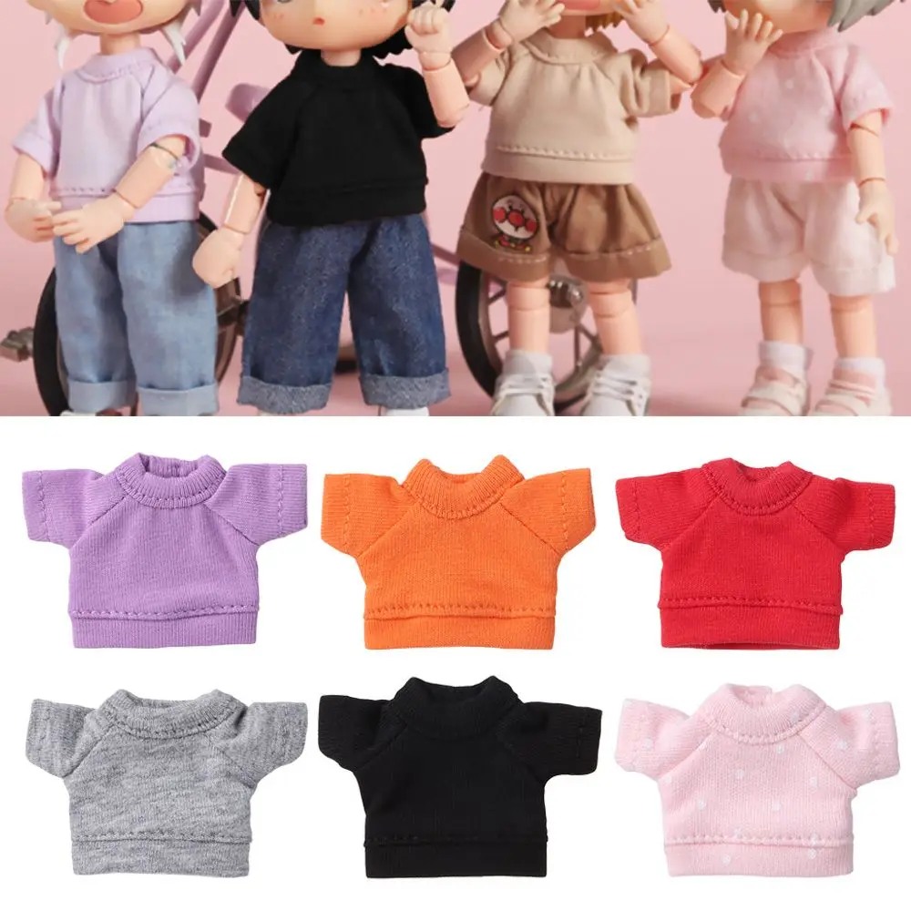 High Quality New Candy Colors Doll Clothes Short Sleeve Hoodies T-shirt for 1/12 Causal Shirts Accessories |