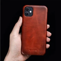 genuine oil leather case for iphone 11 11pro max phone back cover for apple iphone xs max x xr cowhide protective back shell