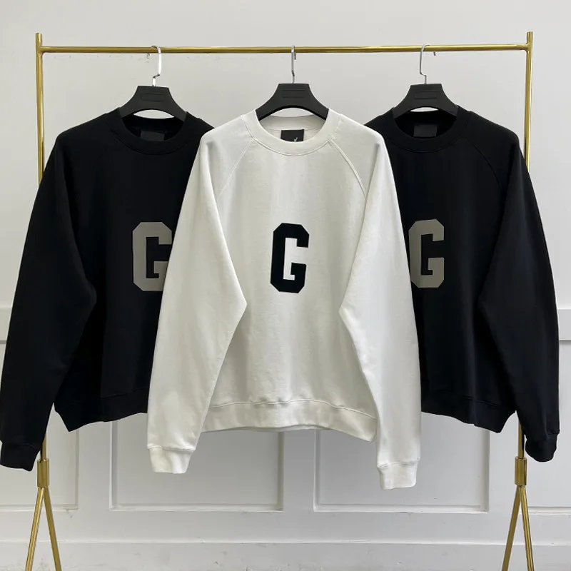 

FG 100%1:1 Men's and Women's Hip Hop Oversized Sweatshirts Season 7 Th Letter Flocking Print Pullover Unisex High Street Sweater