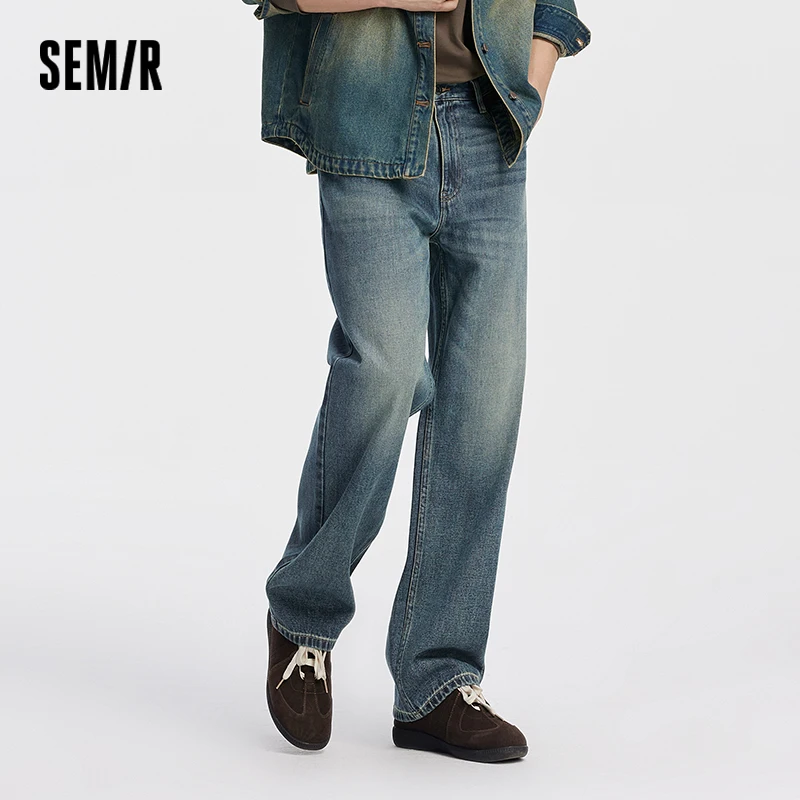 Фото Мужские джинсы Semir: ретро-стиль, прямой крой, мягкие, прочные, из денима, повседневные, осенние, длинные брюки для активного отдыха, коллекция 2026 №2