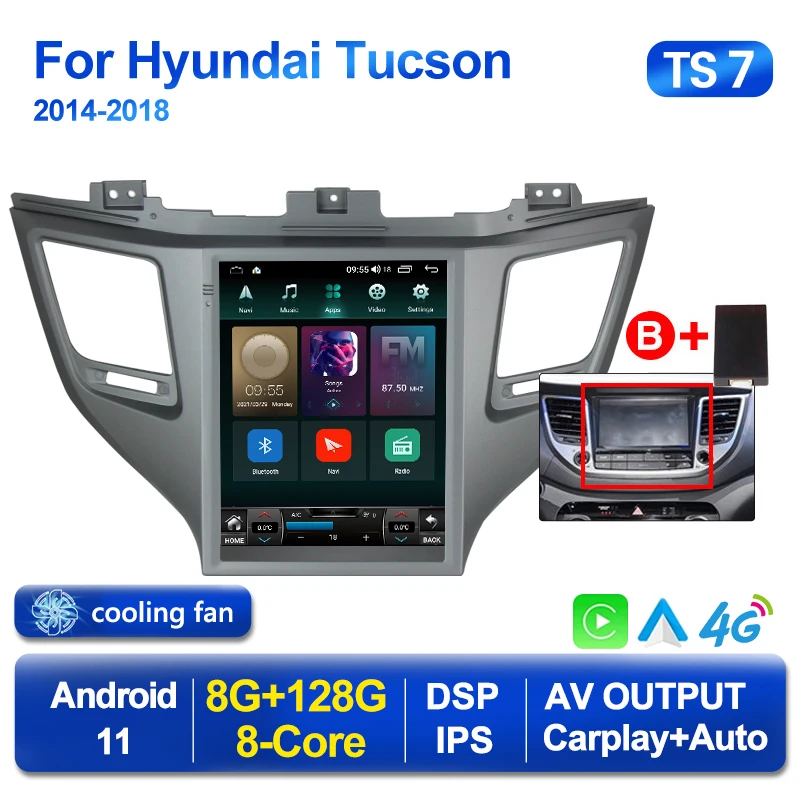 Android 11 DSP Tesla экран для Hyundai Tucson 2015 2016 2017 2018 автомобильный радиоприемник