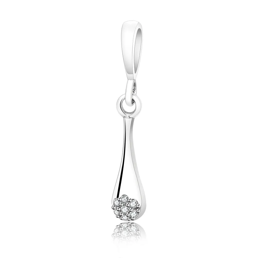 

Fit Original Pandora Charm 925 Sparkling Water Drop Necklace Transparent CZ Pendant Necklace Women's Silver Collar Jewelry