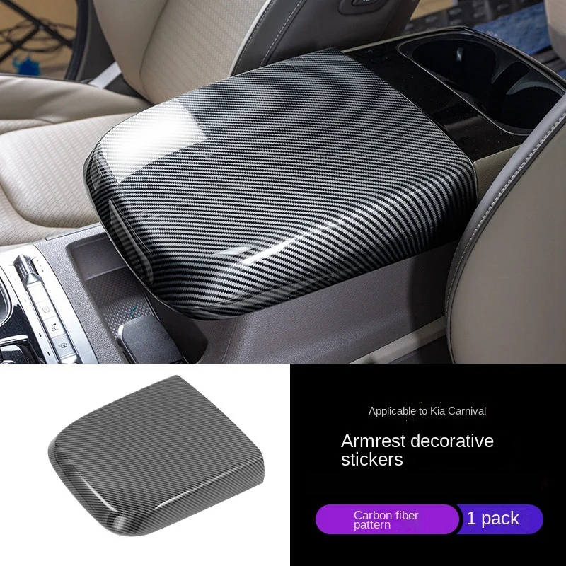 

For Kia Carnival KA4 2021 2022 Carbon Fiber Center Console Armrest Box Protector Panel Cover Trim Sticker Accessories