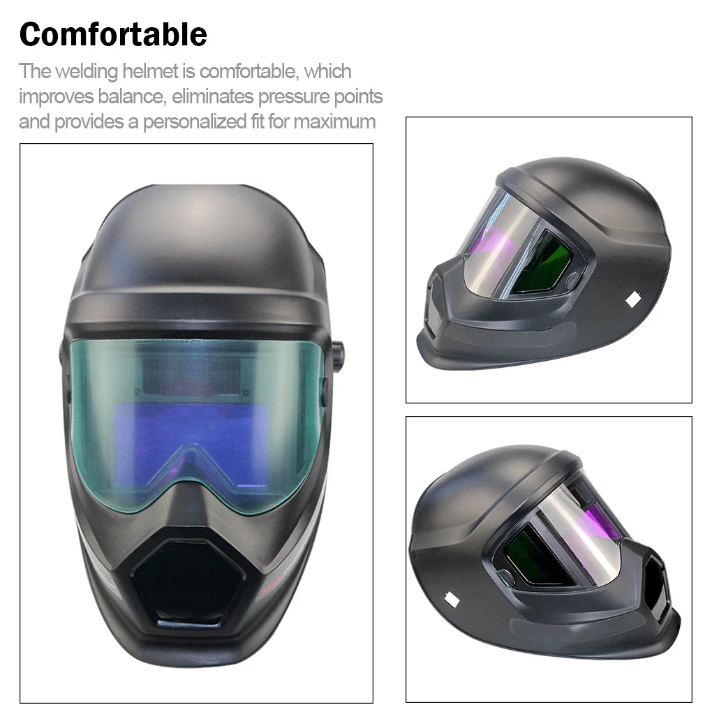 

Welding Helmet Head-mounted Solar Powered 360 Large Viewing Screen Radiation Protection DIN9-DIN13 Hood for Welder