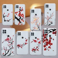plum bossom flower phone case transparent for xiaomi redmi note x f poco 10 11 9 7 8 3 i t s pro cover shell coque