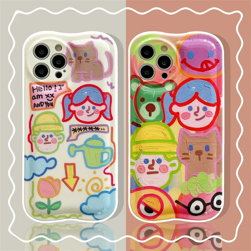 Ins модные милые парные чехлы для телефонов для мальчиков и девочек для Iphone 13 11 12 Pro Max Xr Xs Max X защита подушек безопасности IMD задняя крышка
