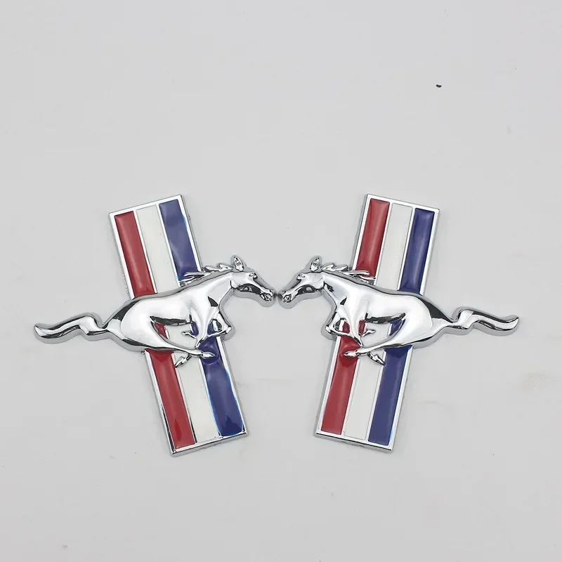 

1 пара 8,5x9 см логотипа беговой лошади, значок на дверное крыло, наклейка на автомобиль, наклейка для Mustang focus Fiesta Kuga Edge Shelby GT, автомобильный Стайлинг