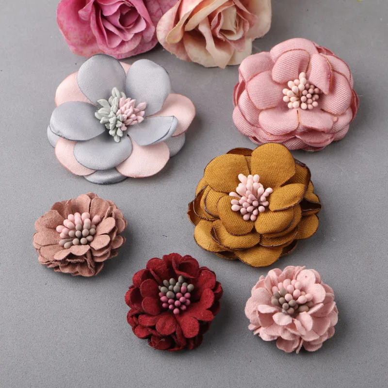 

DIY Korean version of handmade Korean material 3 multi-color flowers Children's hair accessories corsage shoes floweraccessories