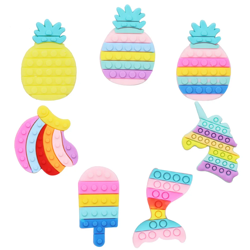 Mix 50PCS PVC Cartoon Fridge Magnetic Sticker Kawaii Colorful Pineapple Unicorn Fishtail Ice Cream Banana Refrigerator Magnets