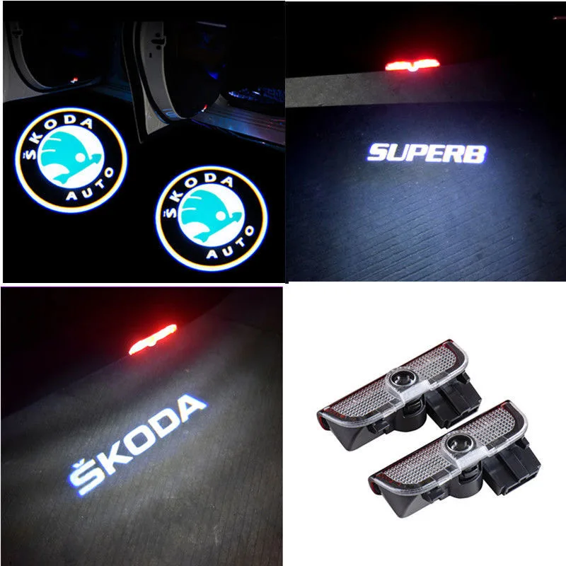 

2/4pcs SUPERB Shadow Welcome Light Logo Light Car Styling SUPERB Logo Projector Lamp Courtesy Light For Skoda Superb 2 3 MK2