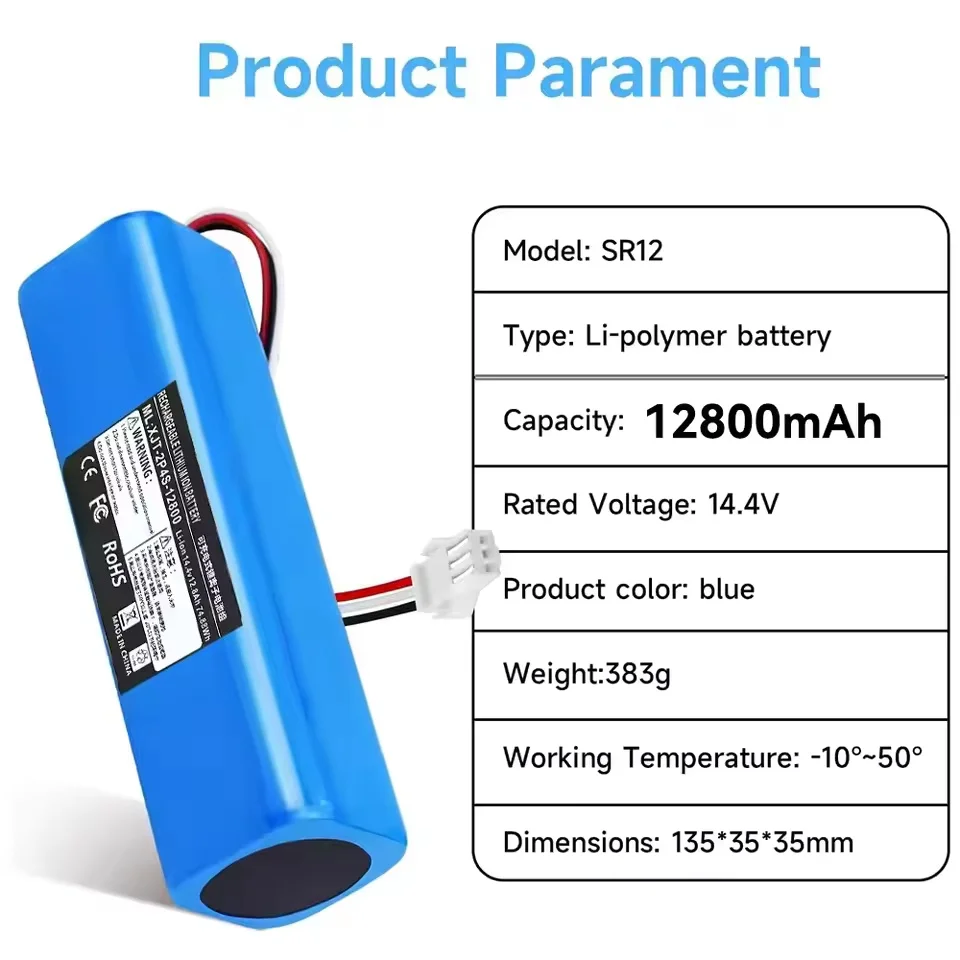 Фото 2026 100% Оригинальная литиевая батарея 14.4V 2P4S 4800mAh 6800mAh 9800mAh 12800mAh для XiaoMi Viomi S9 Lydsto R1 Roidmi Eve Plus №4