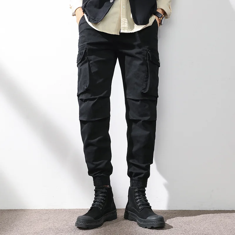 

Брюки мужские комбинезоны, Корейская версия тренда, для отдыха спорта, студентов, маленькие ноги, тонкие, трендовые девять точечных брюк