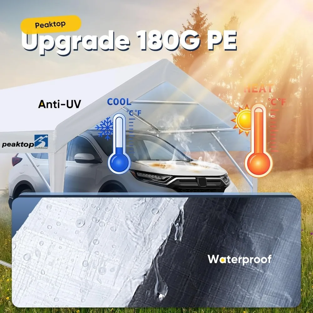 Сверхмощный карпорт размером 12 x 20 футов портативный автомобильный навес