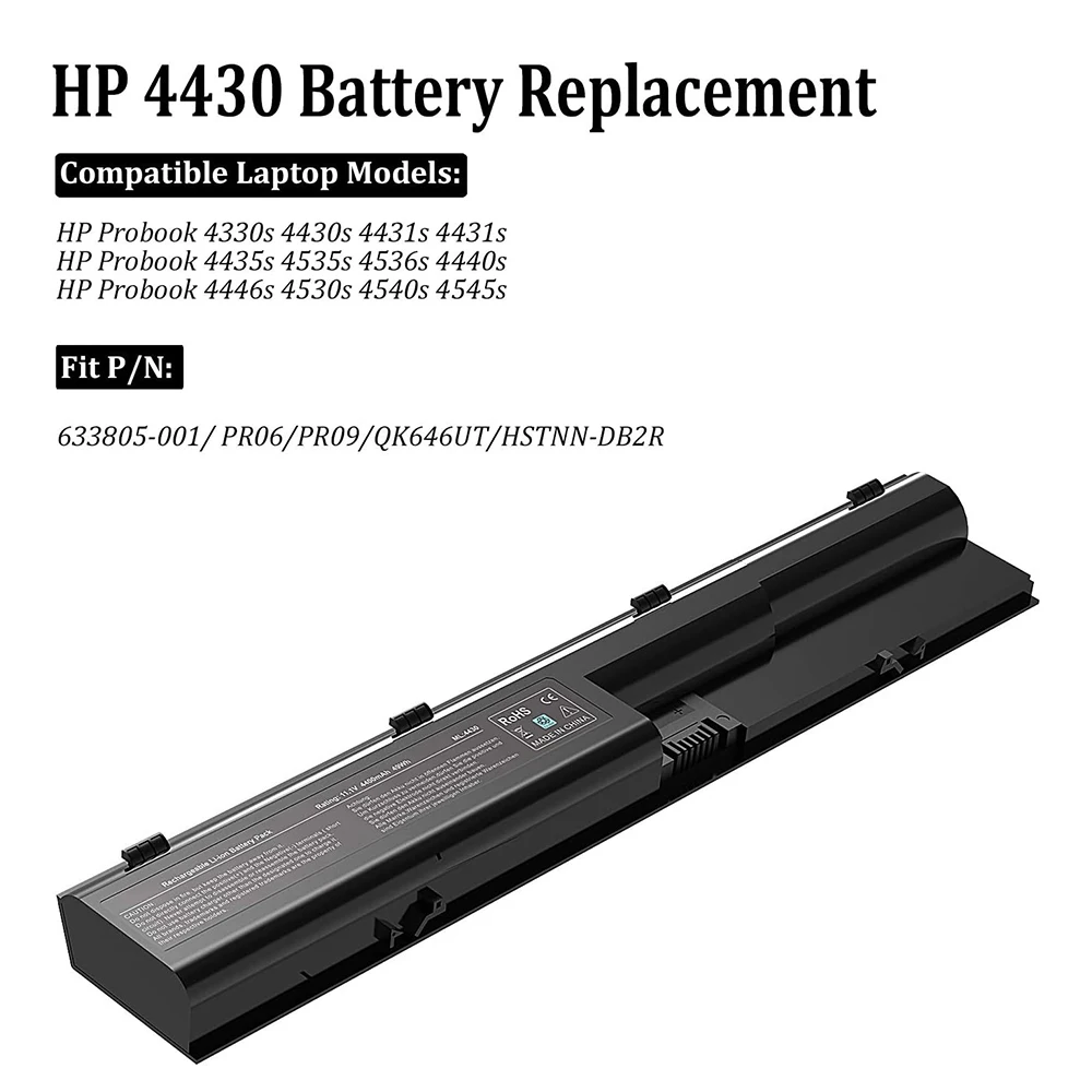 Фото 633805-001 для HP ProBook 4540S 4530S 4440S 4430S 4540 4540S 6460B 633809-001 PR06 PR09 HSTNN-DB2R HSTNN-IB2R HSTNN-LB2R HSTNN-OB2R 633733-1A1 633733-241 №2